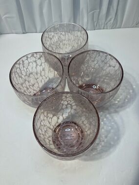 Anthropologie Pink Speckled Glass Dessert Bowls (Set of 4)